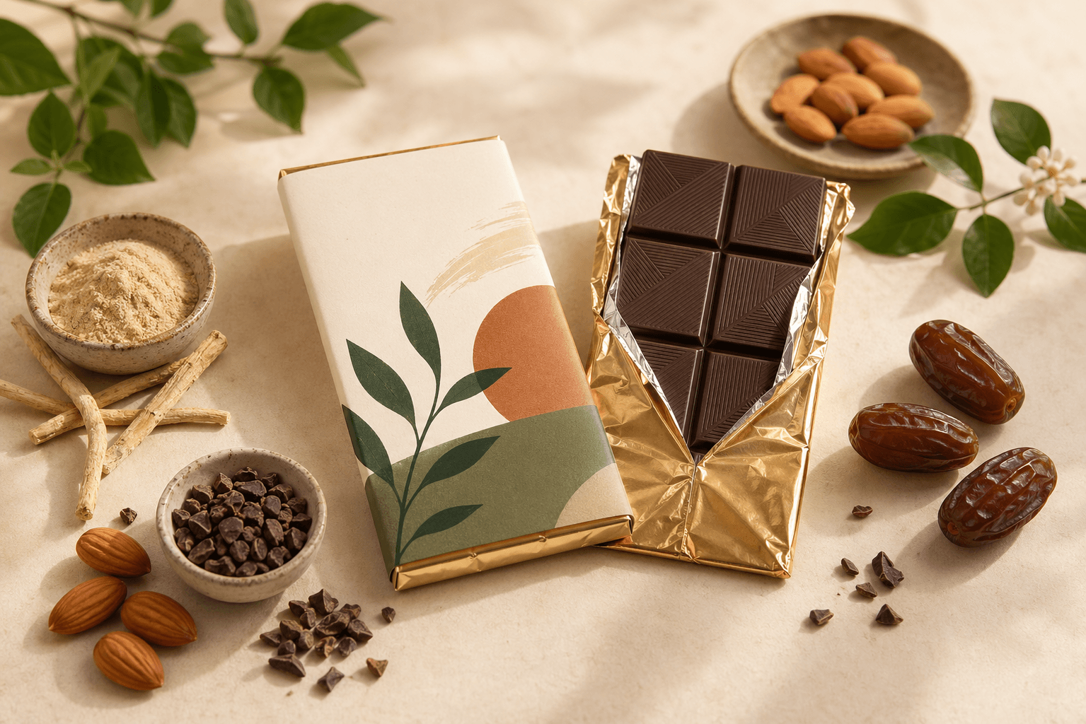 Herbal chocolate with botanicals